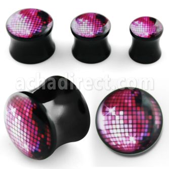 apgqq acrylic double flared plug with disco ball logo