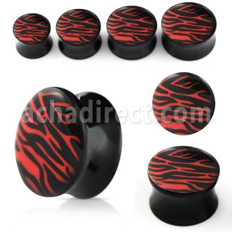 apgr acrylic double flared plug with zebra stripes logo