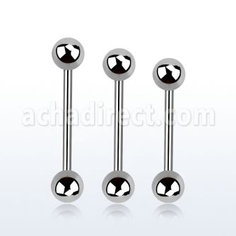 bb20 6mm to 10mm 316l steel barbell with two 3mm balls