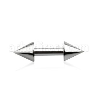bber30b 1 6mm 316l steel helix barbell with two 4mm cones