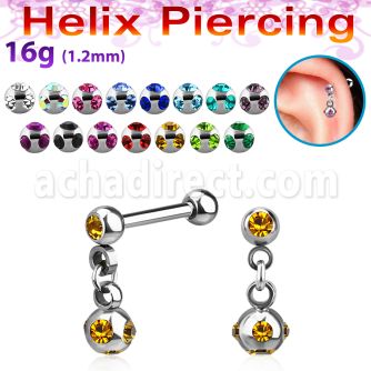 bber40 316l steel helix barbell with 4mm multi jewel ball