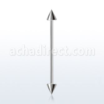 bbindcns 1 2mm 316l steel industrial barbell with 4mm cones