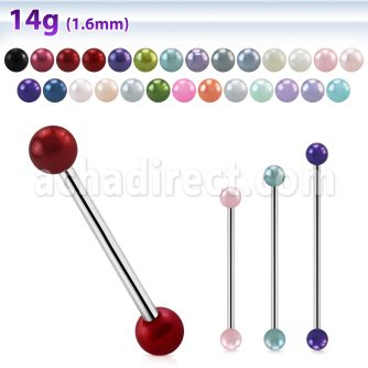 bbipr5 316l steel industrial barbell with 5mm pearl balls