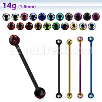 bbt5c pvd 316l steel industrial barbell w jewel ball
