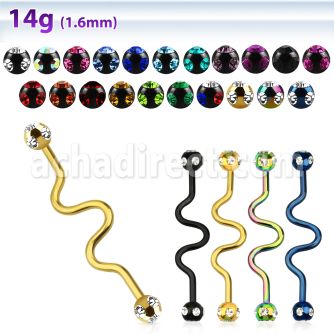 bbtcj anodized 316l steel industrial zigzag barbell jewel ball