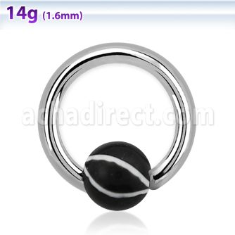 bcae5 316l steel closure ring w 5mm white lined ball