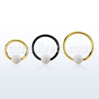 bcrt20o4 pvd plated 316l steel bcr 20g w 4mm synthetic opal ball