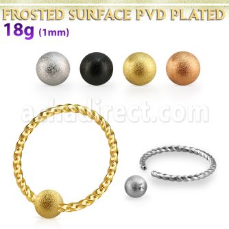 bcw18f3 ball closure ring 1mm twisted wire w 3mm frosted ball