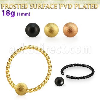 bcwt18f3 anodized ball closure ring twisted wire w frosted ball