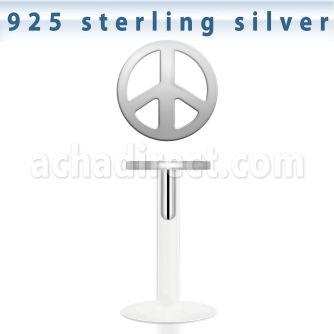 bilbp1 bio flex labret with silver peace sign shaped top