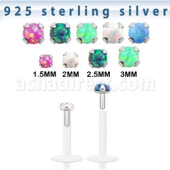 bilpo bio flex labret w prong set 1.5 3mm synthetic opal