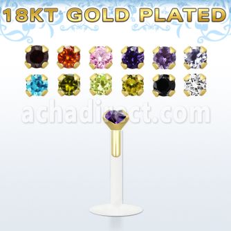 bilz25rg bioflex labret w gold silver w round 2 5mm prong set cz