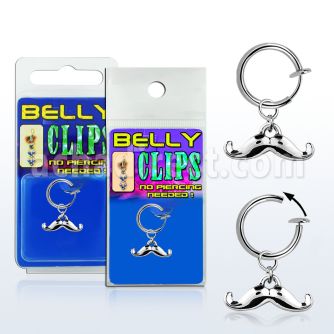 blcp517 fake belly clip w a dangling happy mustache design