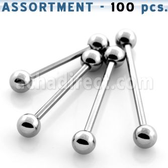 blk103 bulk of 316l steel tongue barbells with two 5mm balls
