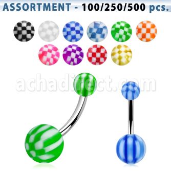 blk135 316l steel belly banana w 5 8 mm acrylic checkered ball