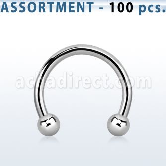 blk22b 316l steel eyebrow circular barbell with 2 5mm balls