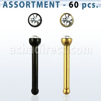 blk231 anodized 316l nose screw with colored crystal top