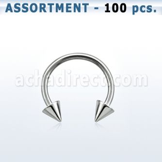 blk23a 316l steel eyebrow circular barbell with 3mm cones