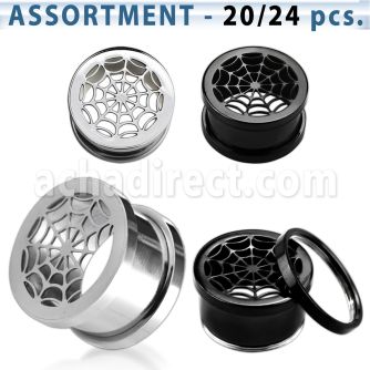 blk247 anodized polished 316l screwfit tunnel w spider web