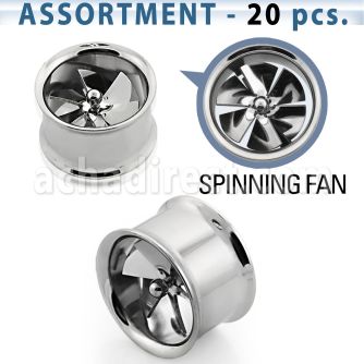 blk252 double flared steel flesh tunnels with inner fan blade