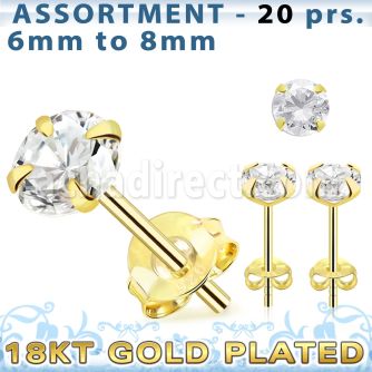 blk266m 18k gold plated silver ear stud with round cz