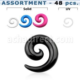blk286 bulk of 2mm to 10mm acrylic spiral coil tapers