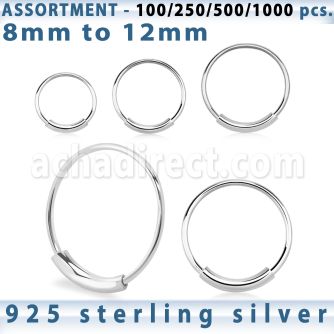 blk289 bulk of silver endless nose hoops with diameter 8 12mm