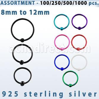 blk294 bulk of color plated sterling silver nose hoop with ball