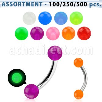 blk359 316l eyebrow banana with 3mm glow in the dark ball