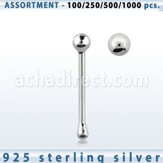 blk444 sterling silver nose bones with 1 5mm ball shaped top