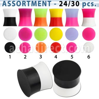 blk504 bulk of 4mm to 16mm twin tone double flared silicon plug