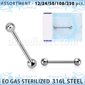 blk679 eo gas sterilized 316l steel nipple barbell 4mm