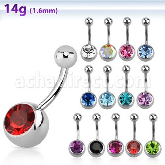 bn1cl 316l steel belly banana w 10mm bezel 5mm plain ball