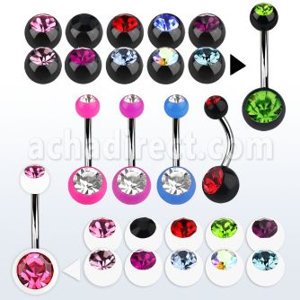 bn2acg 316l steel belly banana w 8mm 5mm acrylic jewel ball