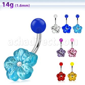 bnaflc2 316l belly banana w acrylic hawaiian flower w crystal
