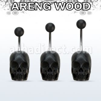 bnarsk steel belly banana w hand carved areng wood skull