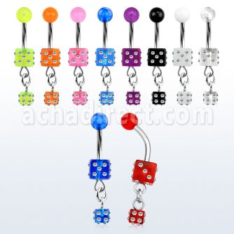 bndidc 316l steel belly banana w acrylic uv dices w crystal