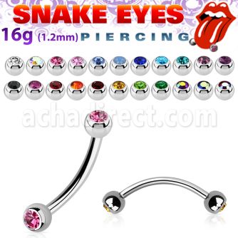 bne2cl 316l steel snake eye piercing banana with 3mm bezel ball
