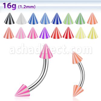 bnebecn 316l steel eyebrow banana with 3mm acrylic beach cone