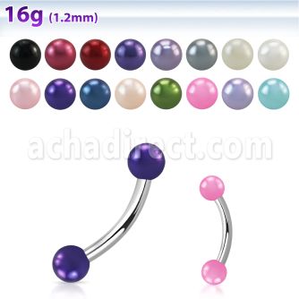 bnepr 316l steel eyebrow banana with 3mm faux pear balls