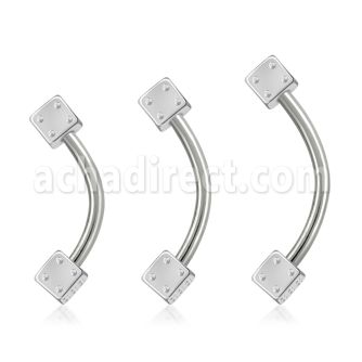bnes2di surgical steel eyebrow banana with two 3mm dices