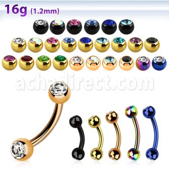 bnet2c anodized 316l steel eyebrow banana with 3mm bezel ball
