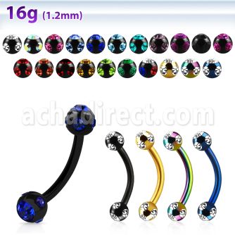 bnetc3 anodized 316l steel eyebrow banana w 3mm jewel ball