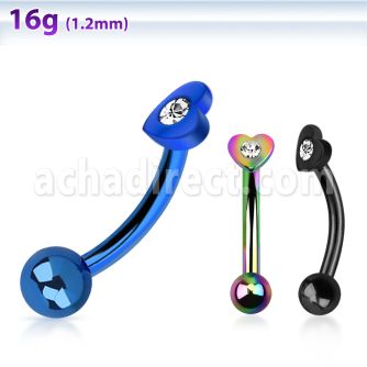 bnethj anodized 316l steel eyebrow banana w central heart