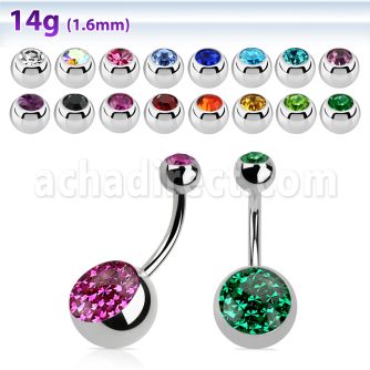 bnmtj15j 316l steel belly banana w 10mm half multi crystall ball