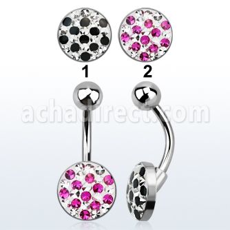 bnmtj23 steel belly banana w flat w crystals in a dotted design