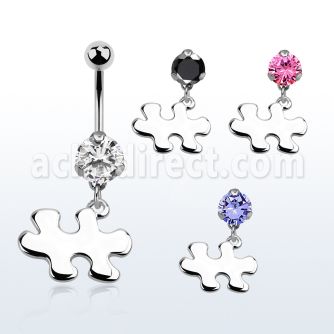 bnrz615 casted steel cz belly banana w autism awareness symbol