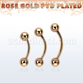 bnttb5 rose gold steel eyebrow banana w 2 5mm balls