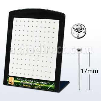 bnycb25c board unbend steel nose stud w bezel set clear crystal
