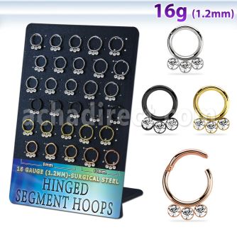 board w anodized steel hinged segment ring 16g w crystal